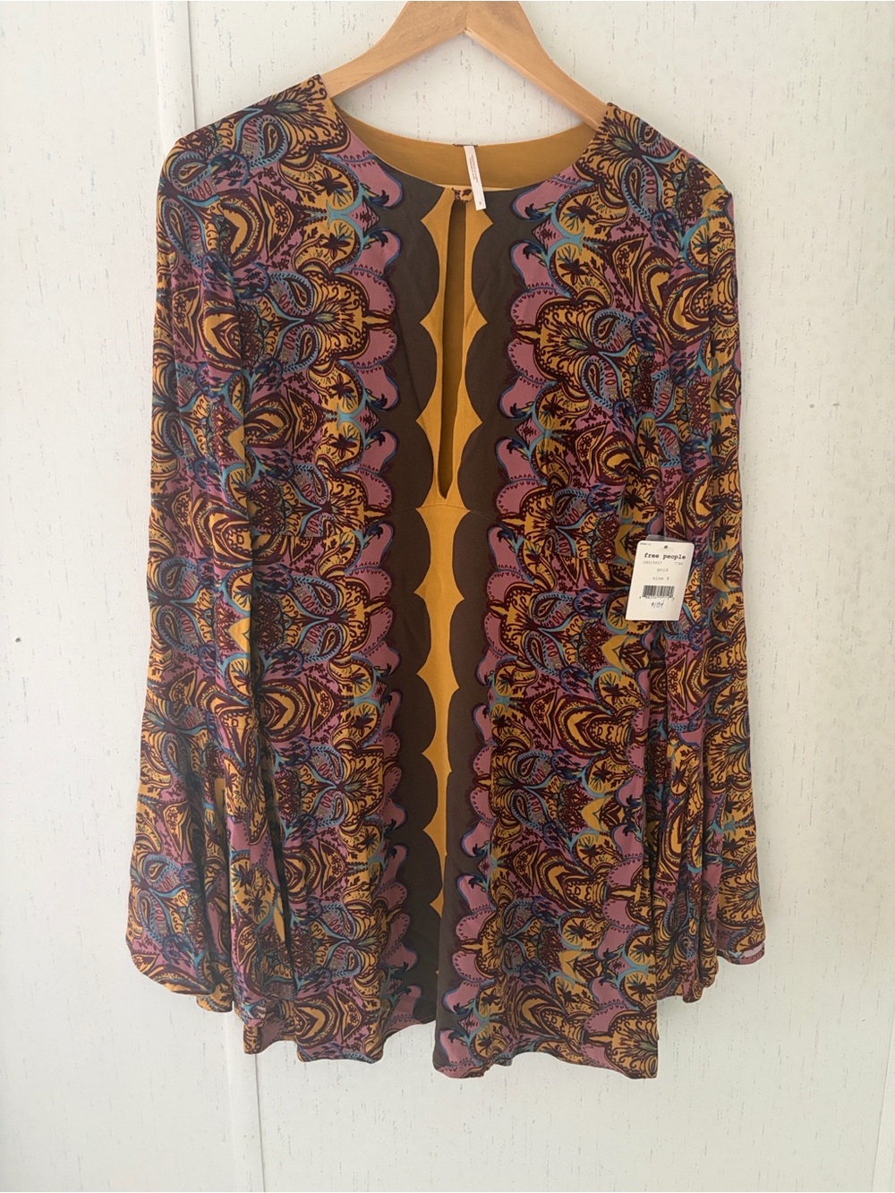 Free People Earthy Autumn Paisley Mino Dress - Gold, Purple, Teal
